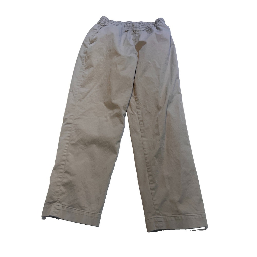 Everlane Womens Easy Chino Pants Cream Elastic Waist Straight Leg Size 6 Tan